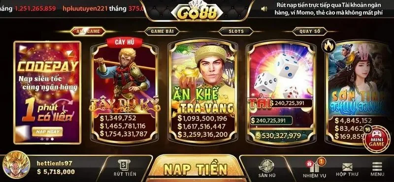 Giao diện Go88 rõ nét, tinh tế và sang trọng